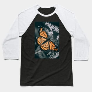 Dark Monarch Butterfly. Orange, Black and White Photograph Baseball T-Shirt